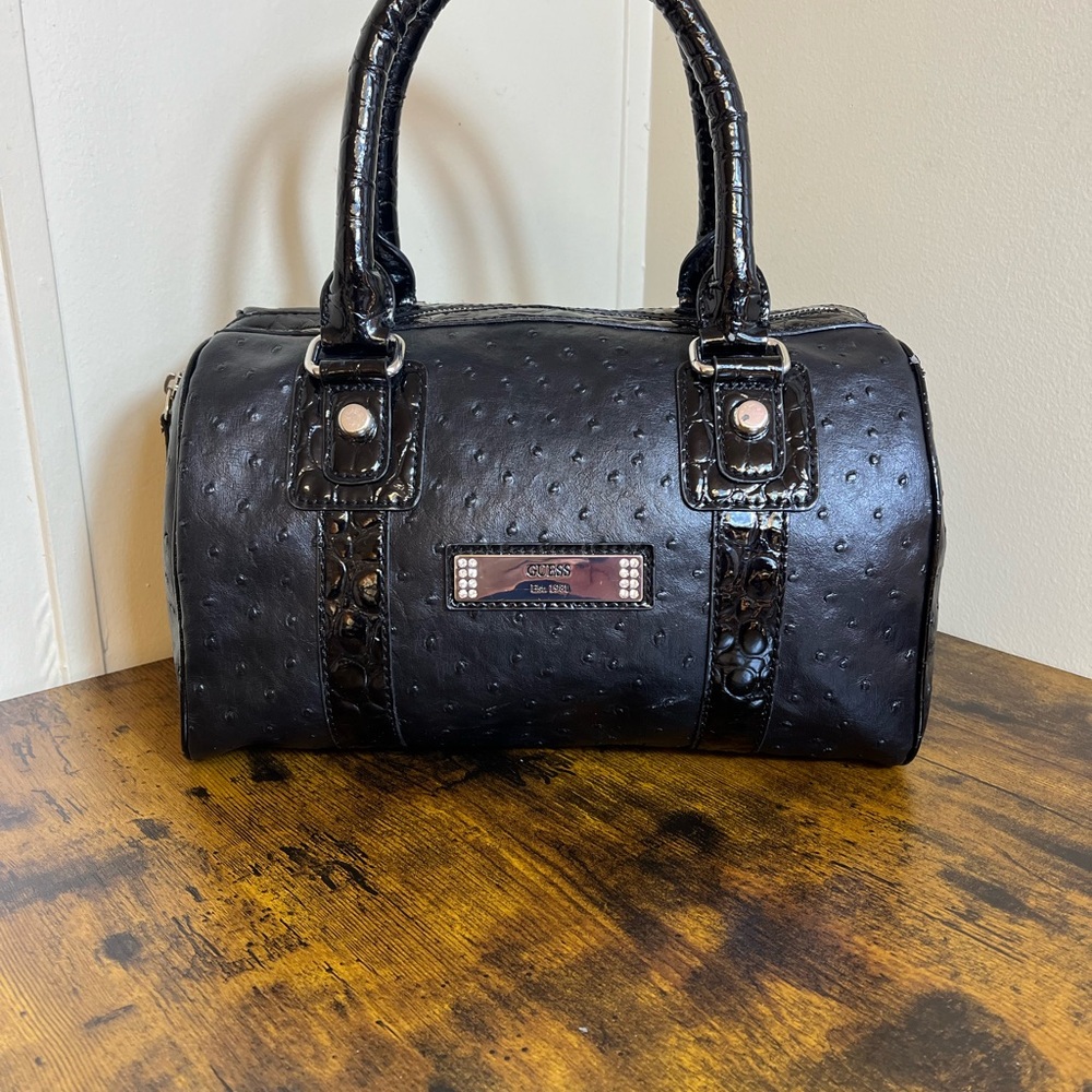 Guess Black Textured Satchel